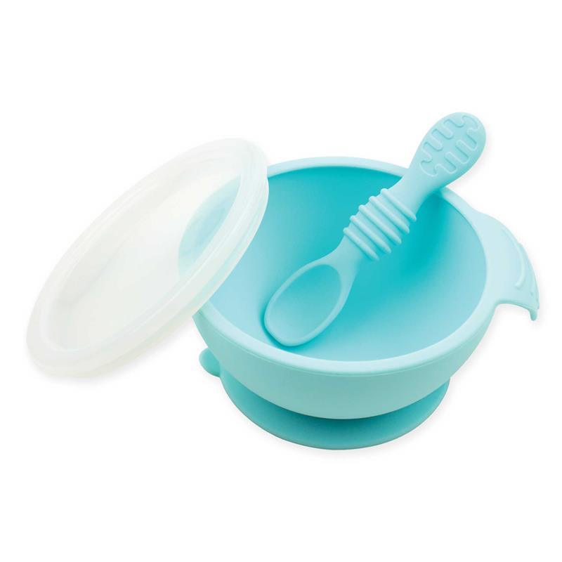 Bumkins - Silicone First Feeding Set with Lid & Spoon, Blue Os Image 1