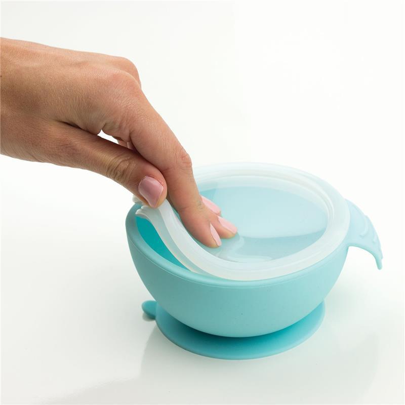 Bumkins - Silicone First Feeding Set with Lid & Spoon, Blue Os Image 3