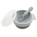 Bumkins - Silicone First Feeding Set with Lid & Spoon, Gray Image 1