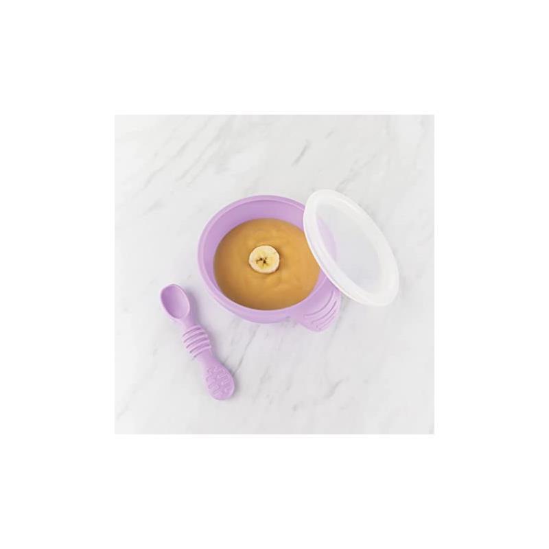 Bumkins Silicone First Feeding Set with Lid & Spoon, Lavander Image 5
