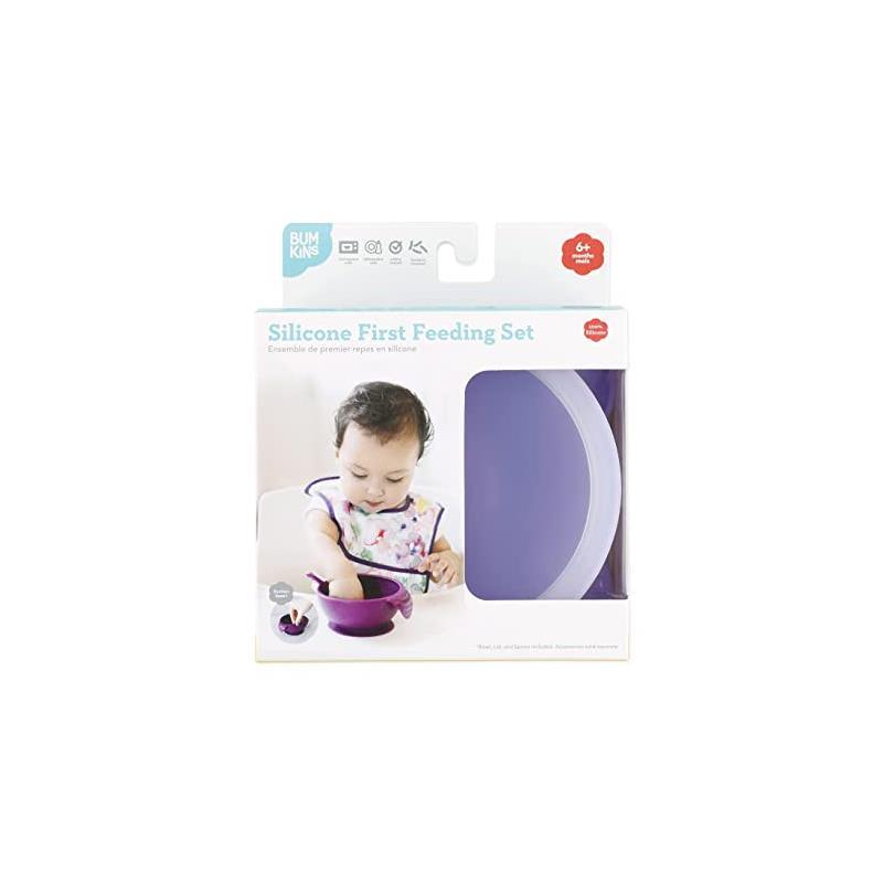 Bumkins Silicone First Feeding Set with Lid & Spoon, Lavander Image 9