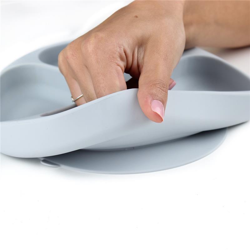 Bumkins Silicone Grip Dish, Gray Image 5