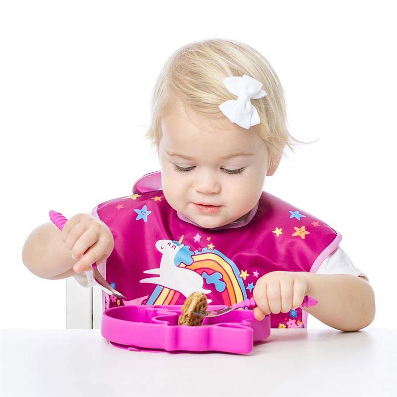 Bumkins Toddler Pink Fork and Spoon Set