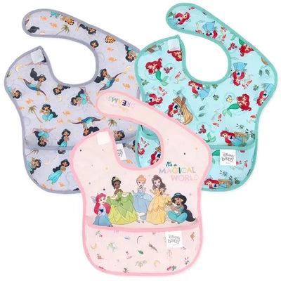 Bumkins Superbib 3 Pack: Magical World , Ariel And Jasmine Image 1