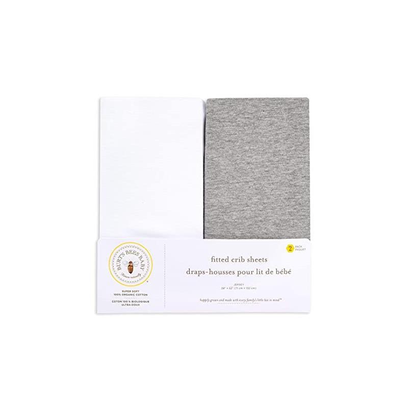 Burt's Bee Set Of 2 Fitted Crib Sheets Heather Gray And White  Image 1