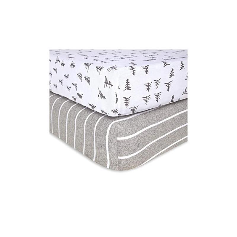 Burt's Bee Set Of 2 Pine Forest & Stripe Organic Cotton Fitted Sheet Image 2