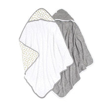 Burt's Bees - 2 Pk Infant Ply Hooded Towels 100% Organic Cotton, Cloud Image 1
