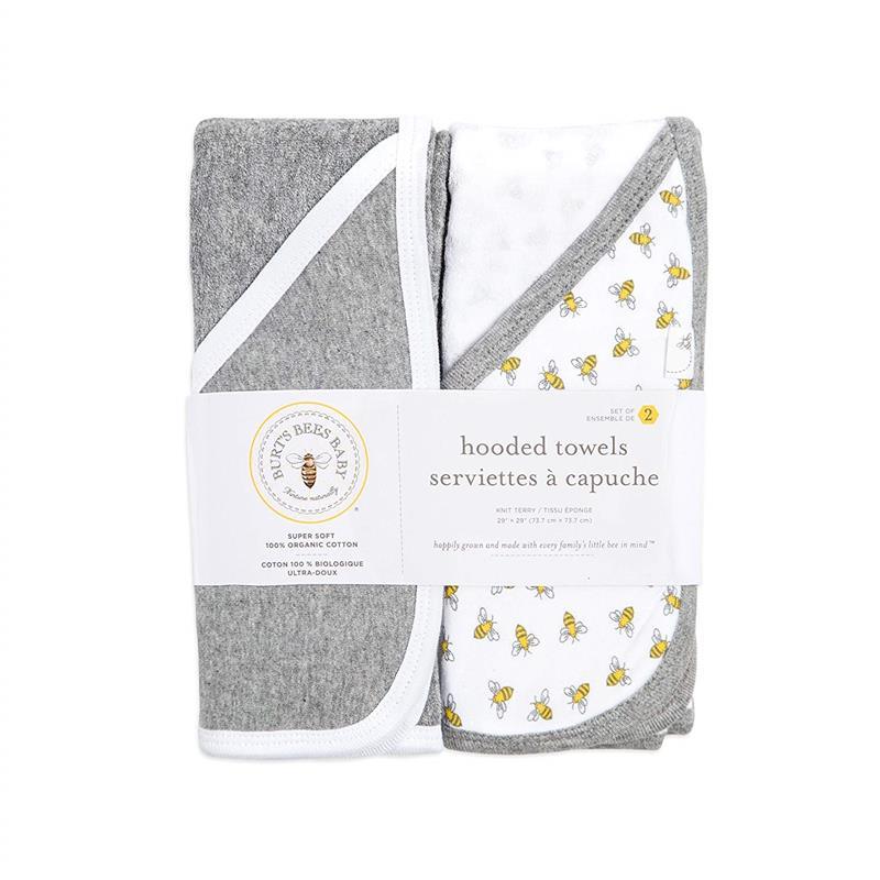Burt's Bees - 2 Pk Infant Ply Hooded Towels 100% Organic Cotton, Cloud Image 4