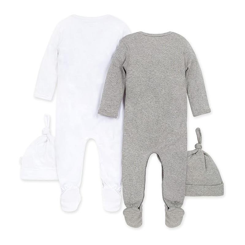 Burts Bees - 2Pk Coveralls & Knot Top Hats, Heather Grey Image 4