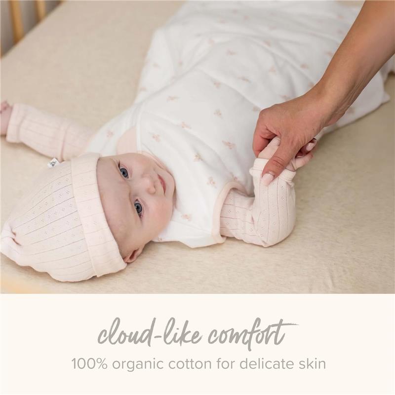 Burts Bees 2Pk Good Night Sky Organic Cotton Crib Sheets Set, Ice Flow