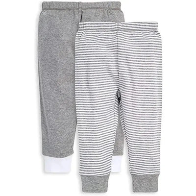 Burt's Bees - 2Pk Organic Baby Classic Stripe Footless Pants, Heather Grey Image 1