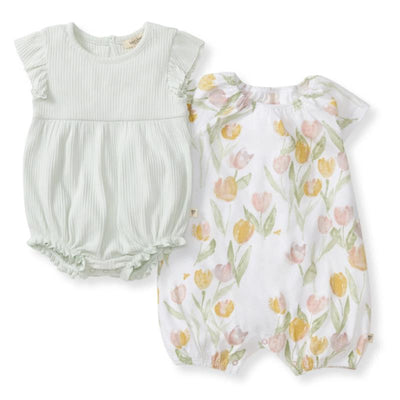 Burts Bees 2Pk Tulip Field Bubble Romper Set Image 1
