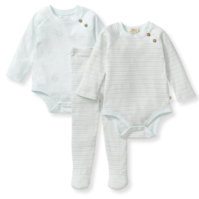 Burts Bees 3Pk Frog Baby Boy Bodysuit & Pants Set Image 1
