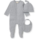 Burts Bees - 3Pk Jumpsuit, Hat & Bib Set, Quarry Image 1
