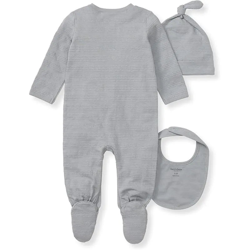 Burts Bees - 3Pk Jumpsuit, Hat & Bib Set, Quarry Image 2