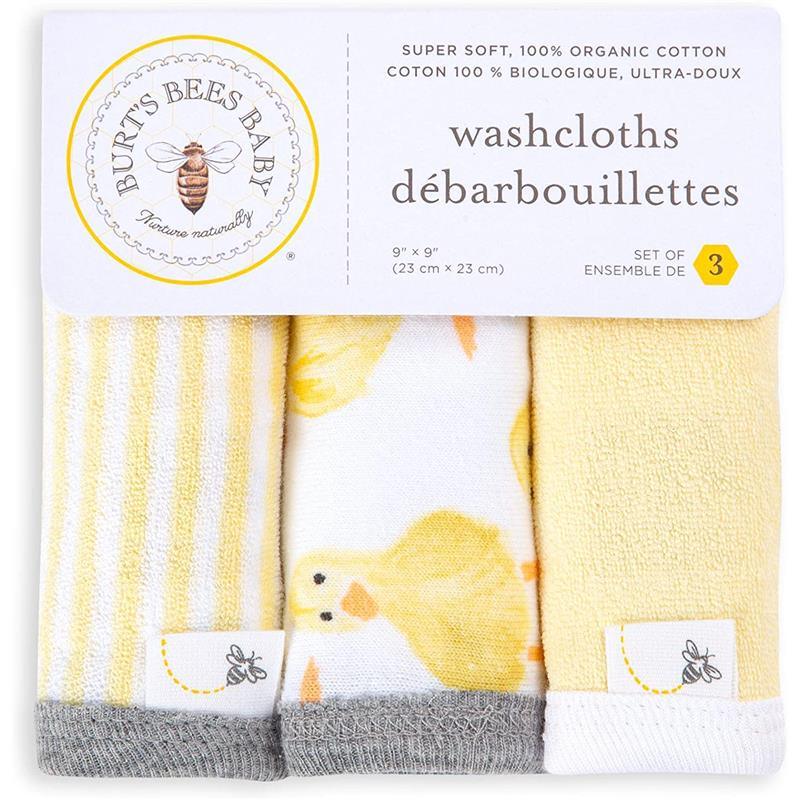 Burts Bees - 3Pk Little Ducks Baby Washcloths, Double Cream Image 3