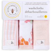 Burts Bees - 3Pk Rosy Spring Baby Washcloths, Blushing Bride Image 2