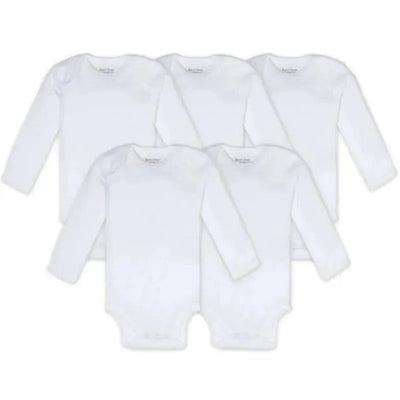 Burts Bees - 5Pk Bee Essential Long Sleeve Bodysuit, Cloud Image 1