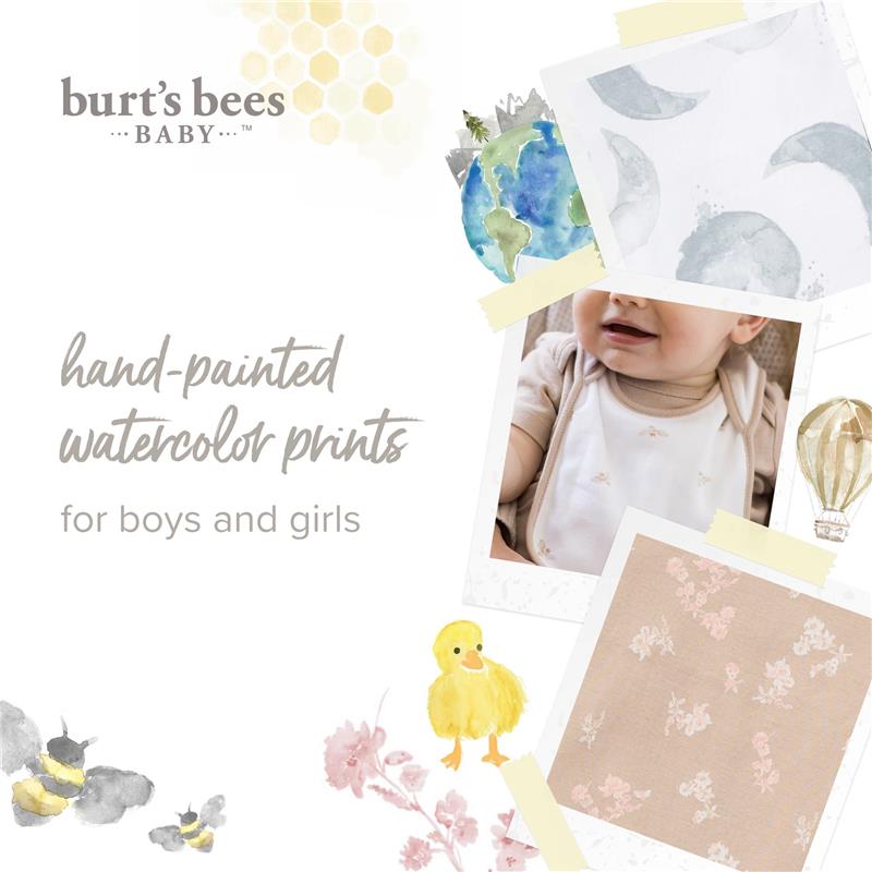 Burts Bees 5Pk Golden Bee Lap Shoudler Bibs Set