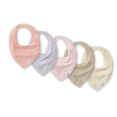 Burts Bees 5Pk Organic Cotton Baby Bandana Bibs, Pink Sand