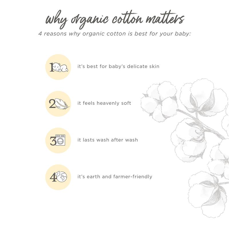 Reasons why organic cotton is best for babies: soft, durable, gentle on skin, and environmentally friendly.