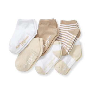Burts Bees 6Pk Multi Ankle Socks, Oat, 0/3M