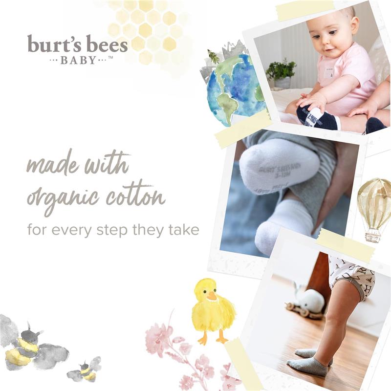 Burts Bees 6Pk Multi Ankle Socks, Oat, 0/3M