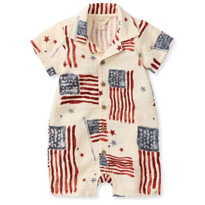 Burts Bees American Flag Baby Boy Romper Image 1