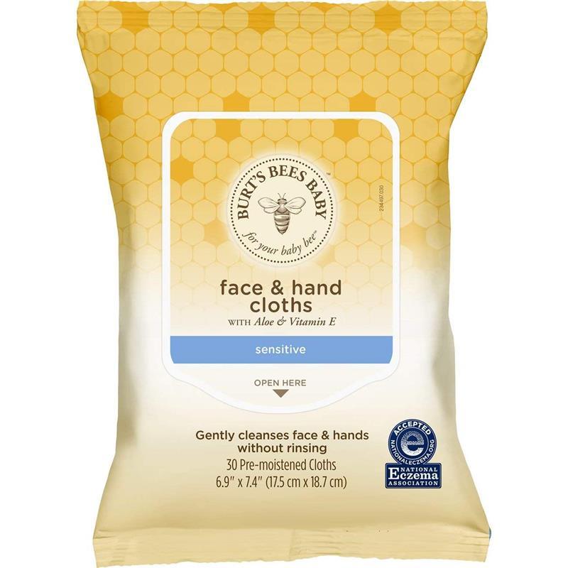Burt's Bees Baby Bee Face & Hand Cloths, Baby Wipes for Sensitive Skin- 30 Count Image 1