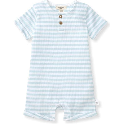 Burts Bees - Baby Boy Rib Stripe Romper, Ocean Image 1