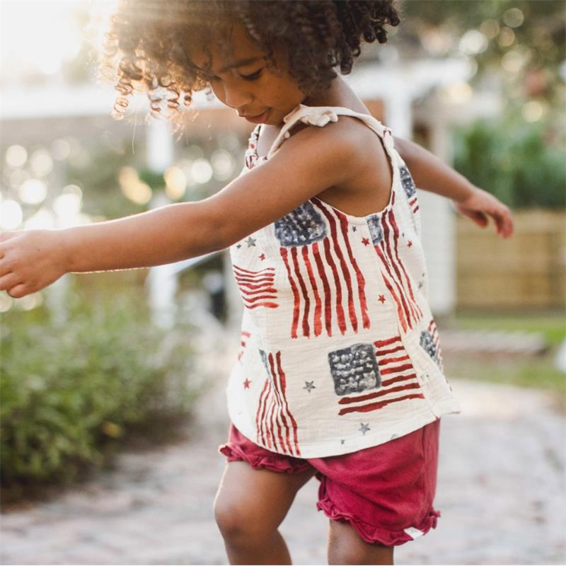 Burts Bees Baby Girl American Flag Girl Tank & Shorts Set Image 6