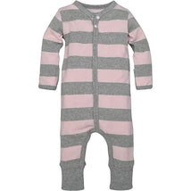 Burts Bees - Baby Girl Rugby Stripe Coverall, Blossom Image 1