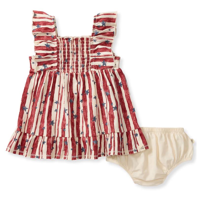 Burts Bees Baby Girl Stars & Stripes Organic Cotton Dress