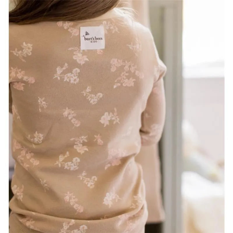 Burts Bees - Baby Girl Whimsical Floral Sleep & Play, Hummus Image 3