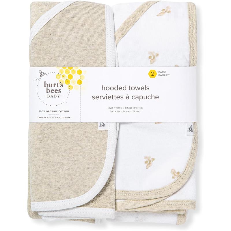 Burt's Bees - Baby Hooded Towels, Absorbent Knit Terry, Oatmel Image 5