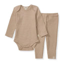 Burts Bees - Baby Unisex Thermal Neutral Bodysuit & Pant Set, Cremini Image 1