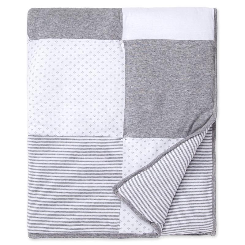 Burt's Bees Bedding - Dottie Bee Baby Quilt, Heather Grey Image 5