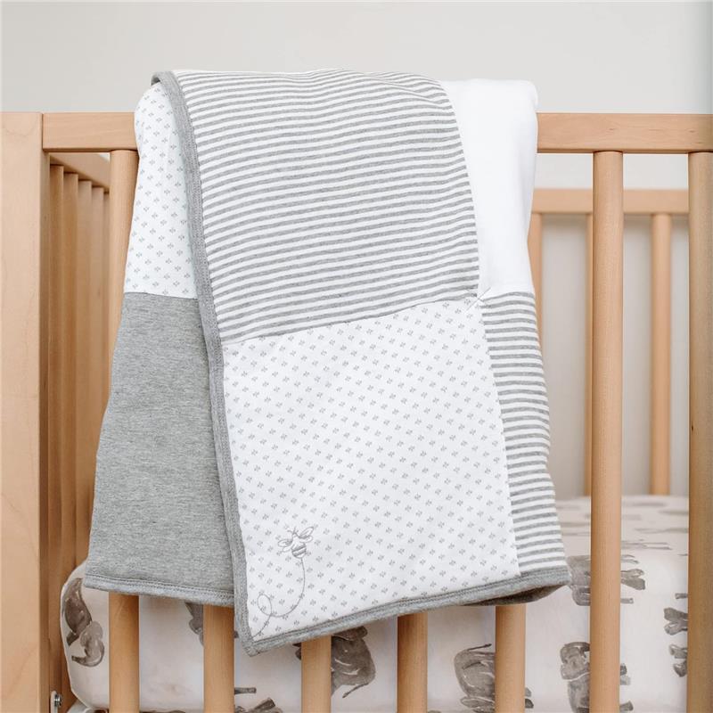 Burt's Bees Bedding - Dottie Bee Baby Quilt, Heather Grey Image 7