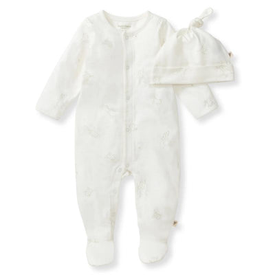 Burts Bees Frog Baby Jumpsuit & Hat Set Image 1