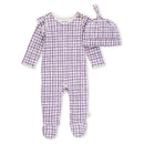 Burts Bees - Micro Gingham Jumpsuit & Knot Top Hat Set, Dawn Image 1