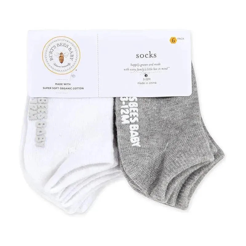 Burts Bees - 6Pk Organic Cotton Solid Heather Grey Baby Socks Image 2