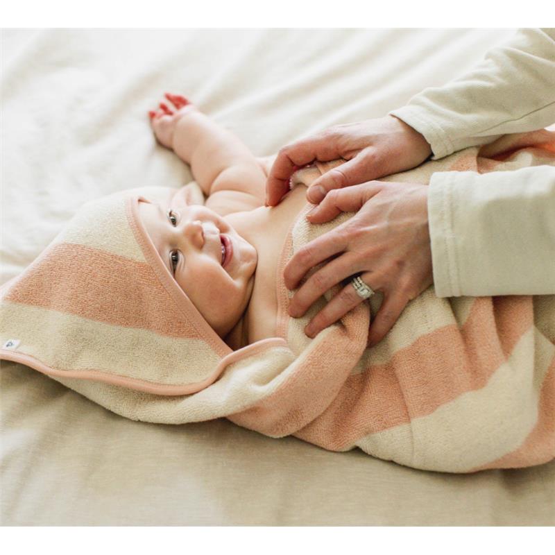 Burts Bees - Rugby Stripe Woven Terry Towel & Washcloth Set Pink Sand Image 2