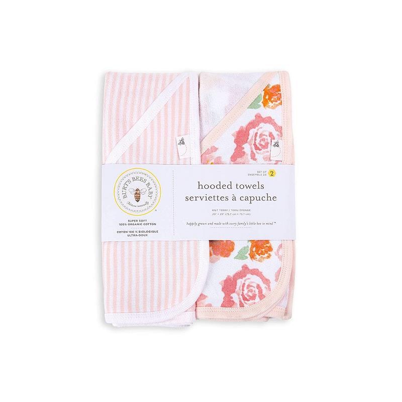 Burt's Bees Set Of 2 Rosy Spring Hooded Towels Blossom - One Size Hanger Image 1