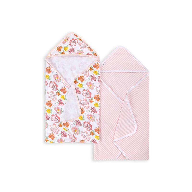 Burt's Bees Set Of 2 Rosy Spring Hooded Towels Blossom - One Size Hanger Image 3