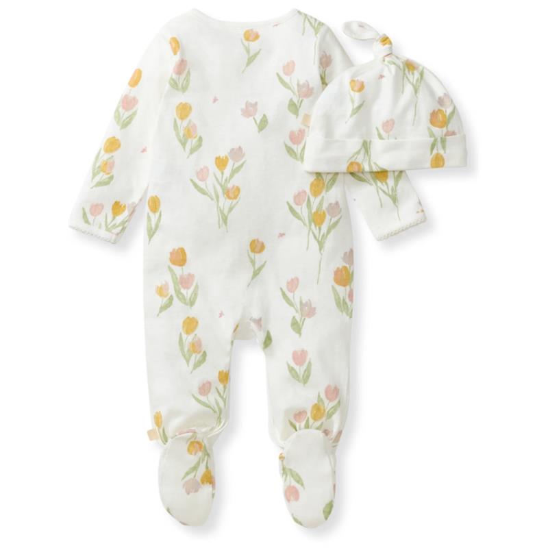Burts Bees Tulip Fields Baby Girl Jumpsuit & Hat Set Image 3
