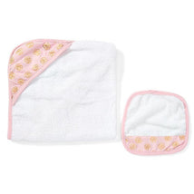 Buttons & Stitches - Hooded towel and washcloth, Foil Flower Pink Image 2