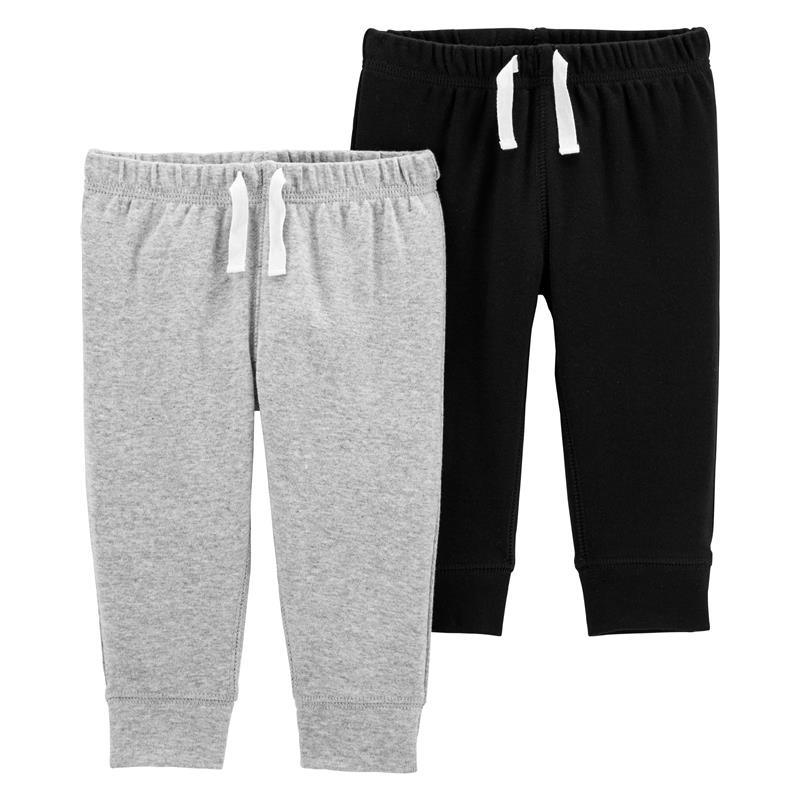 Carter's 2-Pack Cotton Baby Pants, Black & Grey Image 1