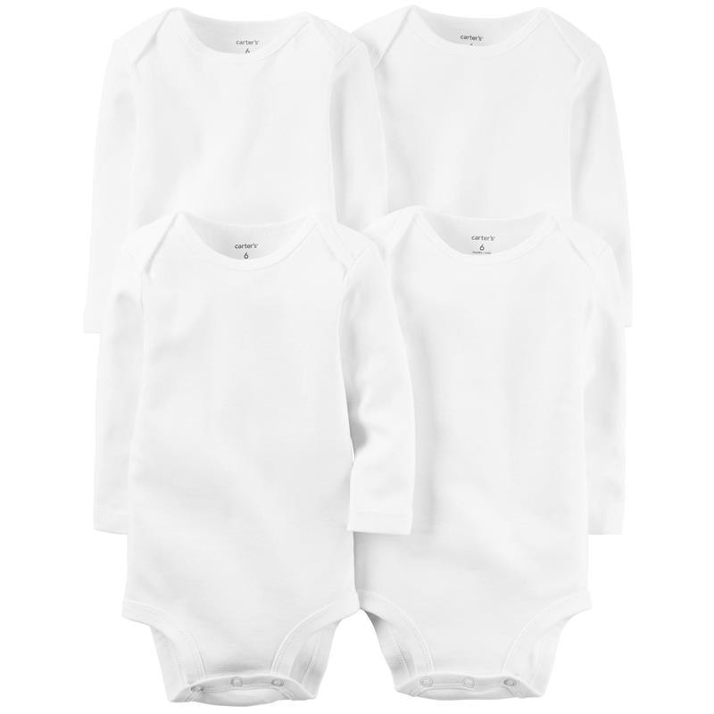 Carter's 4-Pk Long Sleeve Baby Bodysuits White Image 1