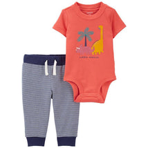 Carters - Baby Boy 2Pk Dinosaur Bodysuit Pant Set, Orange Image 1