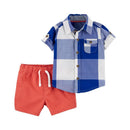 Carters - Baby Boy 2Pk Gingham Top & Short Set, Orange/Blue Image 1